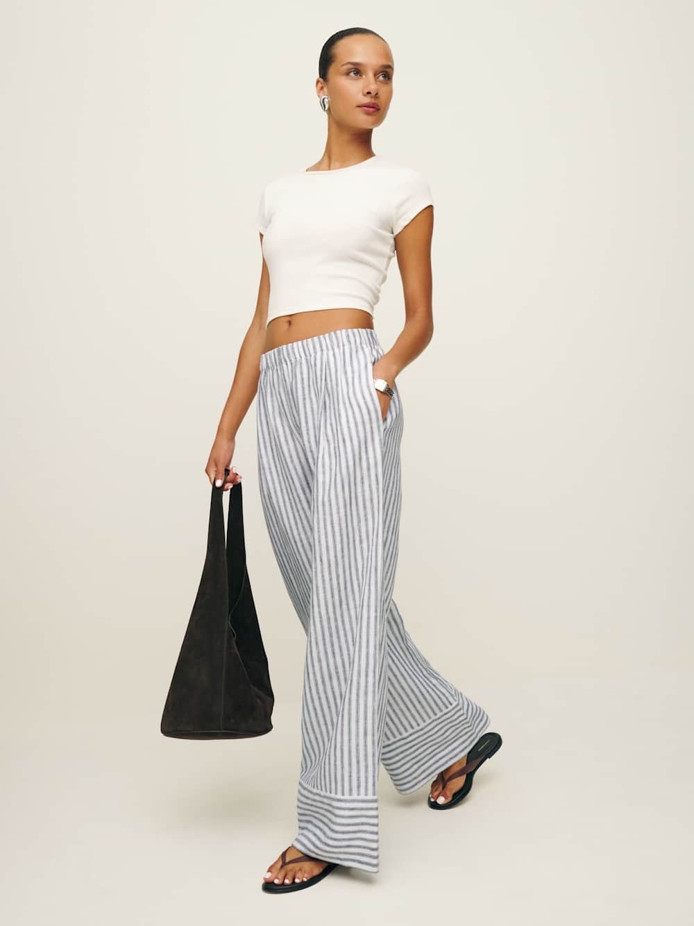 Reformation Fernando Wide-Leg Striped Pants